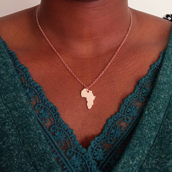 Rose Gold Africa Necklace for Women Africa Pendant for Women