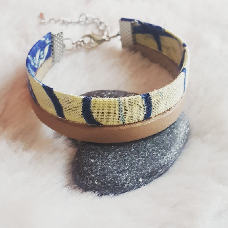 bracelet leather and fabric MEN African BRACELET fabric bracelet African wax print fabric strap ankara