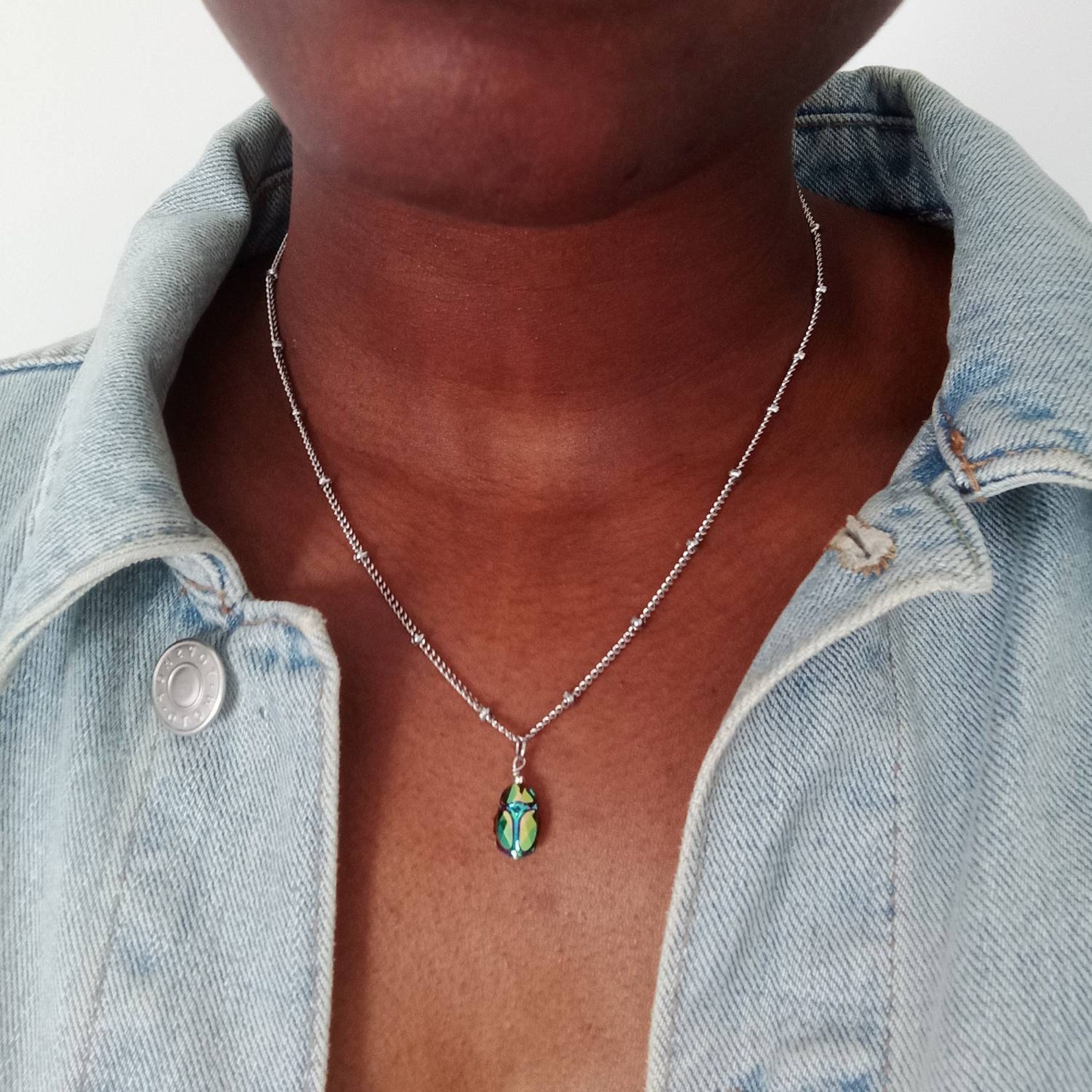 Collier Pendentif Scarabée égyptien - Bijou Mystique Neuf Sans Boîte