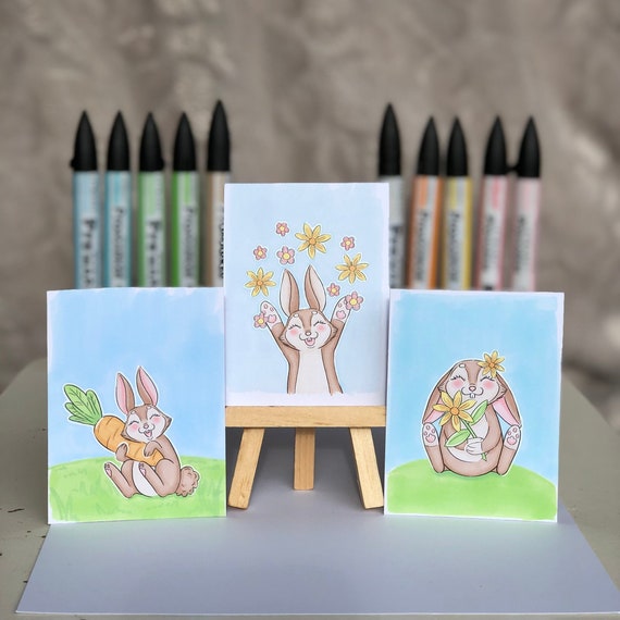 Adorable Bunny Digistamp Set Cute Easter Digital Stamps Etsy