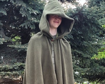 Long cloak made of fleece for hobbits, adventurers, knights for Adults