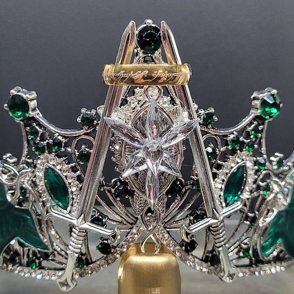 One tiara to rule them all: Lord of the rings inspired silver and green tiara- (preorder for next batch of tiaras)