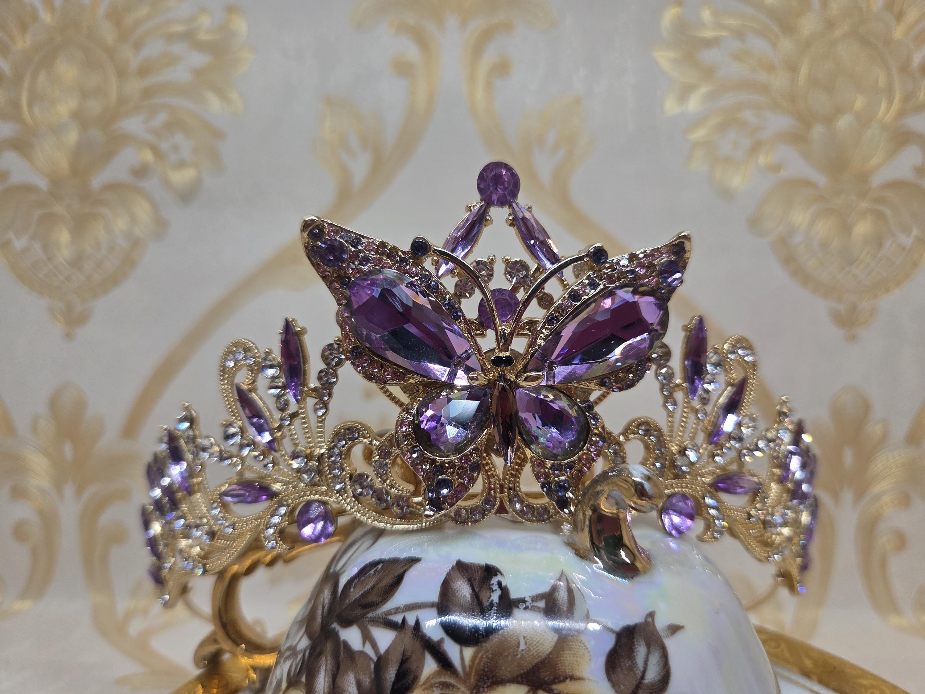 Purple Gold Butterfly Tiara for a Fairy Queen - Etsy display picture 1