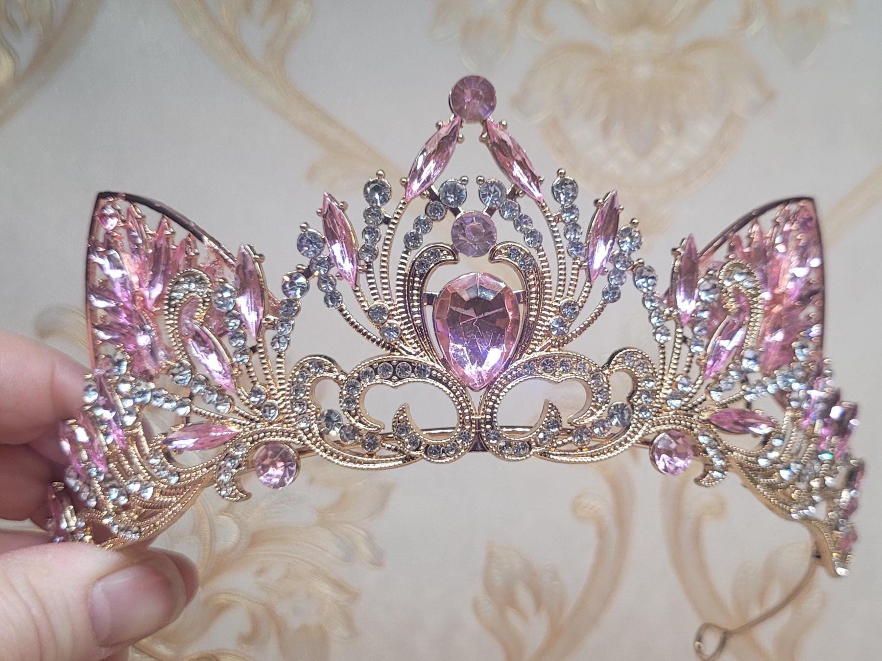 Cat Ears Queen Tiara Ab Iridescent Gems Available in Silver and