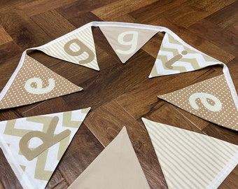 Neutral-Beige-Cream Bunting-Baby Shower Bunting-Nursery Bunting