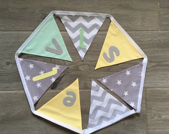 Mint Green, Lemon and Grey Bunting