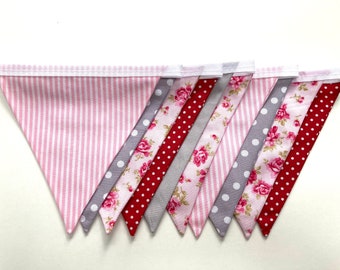 Pink, Red and Grey Bunting-Floral Bunting