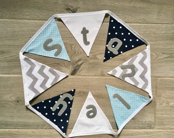 Navy, Blue, Grey and White Bunting-Baby Shower Bunting-Boy's Nursery Bunting