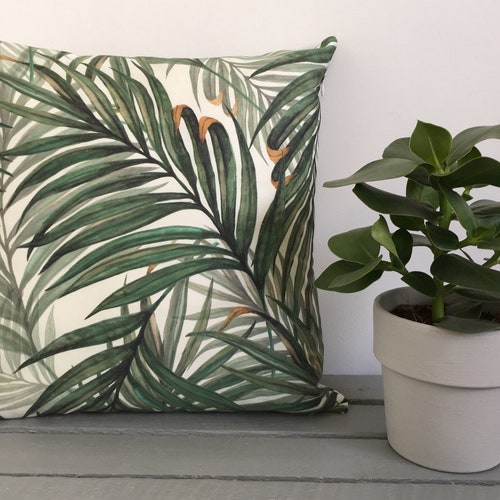 Palm Leaf Print Cushion Coverbotanical Print Cushion Cover Etsy UK