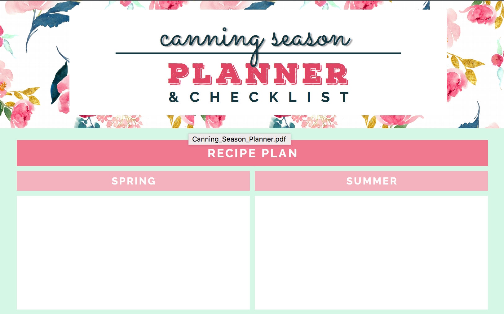 Easy Canning Guide Season Checklist Printable Beginner Workbook Get ...