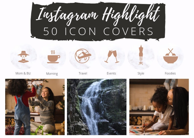 50 Instagram Story Highlight Icons Whitegold Marble Icon Covers For Bloggers Girl Boss Fashion Mompreneurs Lifestyle Influencers - 