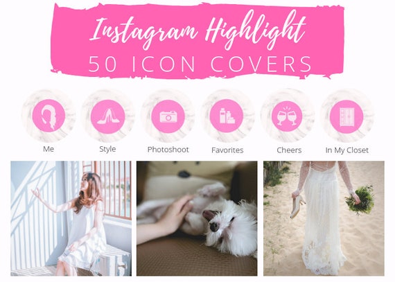 50 Instagram Story Highlight Icons Hot Pink Marble Icon Etsy