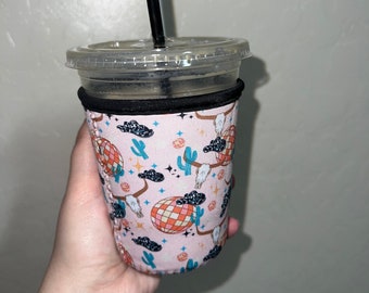 Western Coffee sleeve, Iced Coffee Sleeve, Drink Cover, Cowgirl Drink Sleeve, Reusable Koozie, Coffee Lover Gift, Iced Coffee Gift