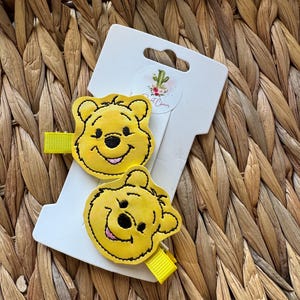 pooh bear inspired Hair clip, Disney Hair Bow, Toddler Hair clips, Feltie Hair Clip, winnie the pooh Clip, Cartoon hair clip, Pooh Hair Bow