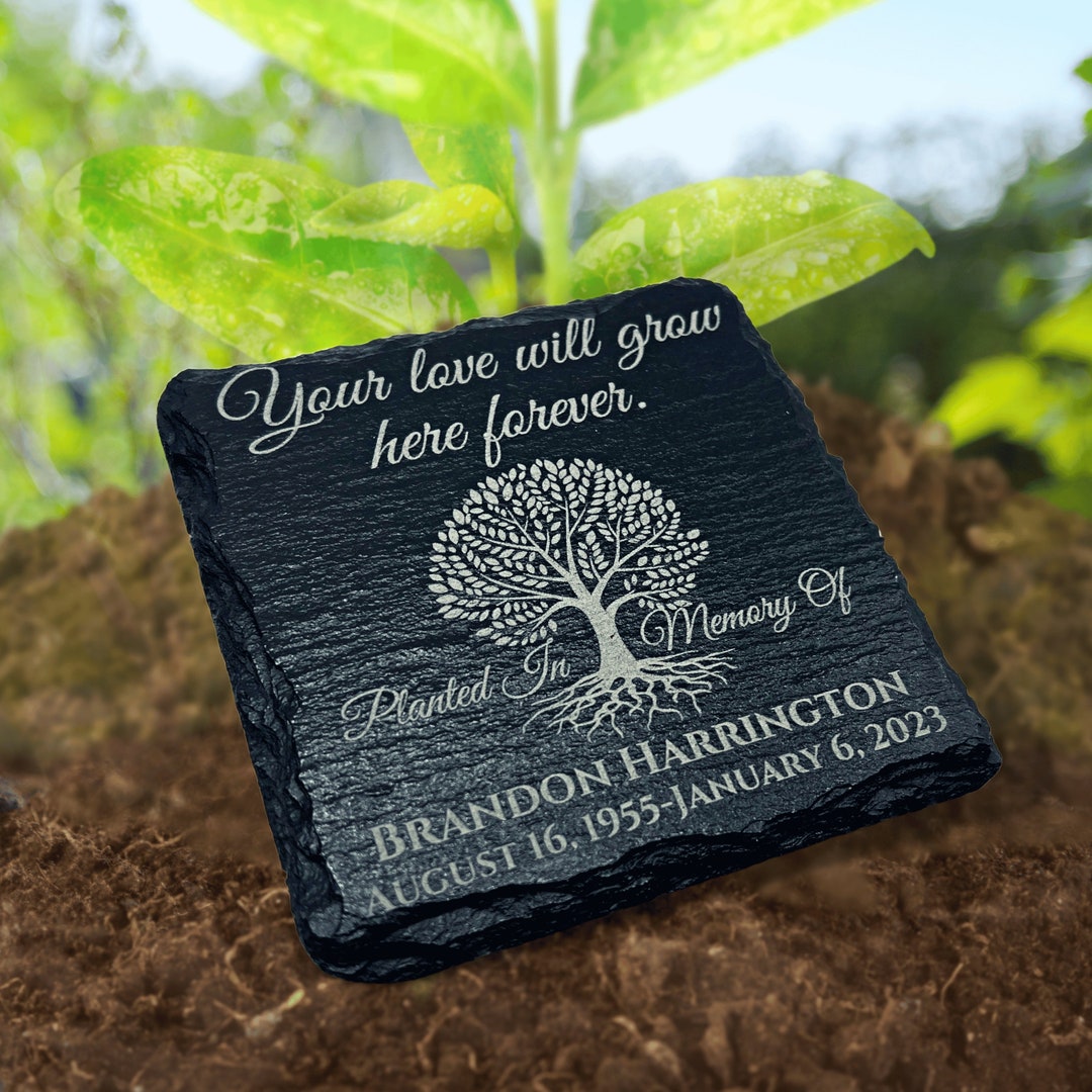 Grave Marker Human Laser Engraved Memorial Slate Garden Etsy