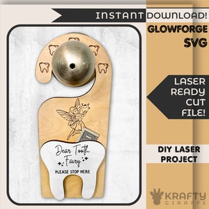 Tandenfee deurhanger SVG | Kinderdeurhangerbestand | Glowforge-projecten | Lasergraveerbestanden | Deurknopbestand | Tandenfeebrief | Fee