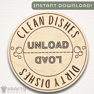 Clean Dirty Dishwasher Magnet SVG, Glowforge Magnet SVG, Laser Cut ...