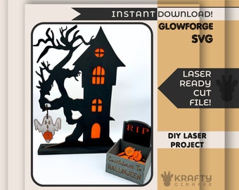 Calendario de cuenta regresiva de Halloween SVG, archivo de corte láser Glowforge (descarga digital), archivo de corte de madera en capas