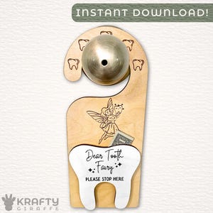 Accroche-porte fée des dents SVG, accroche-porte pour enfants (fichier numérique), projets Glowforge, fichiers gravés au laser, fichier de poignée de porte, lettre fée des dents