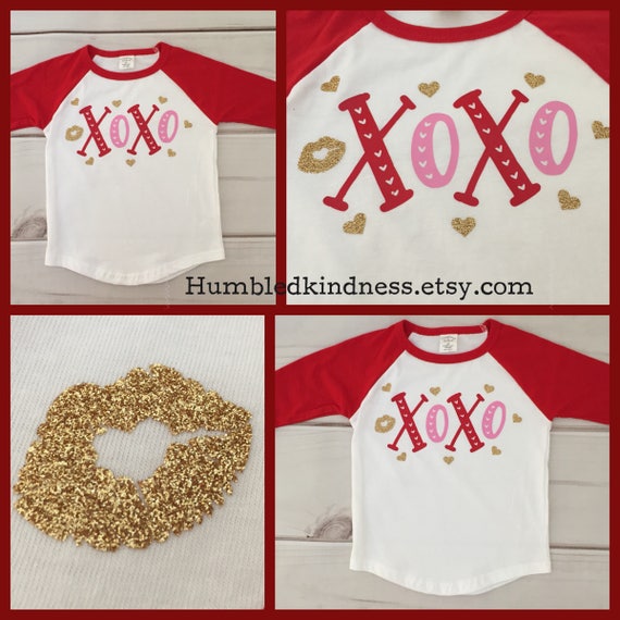 XOXOXO Valentine/'s Day Hearts /& Kisses 3//4 Sleeve Baseball Jersey Toddler Shirt