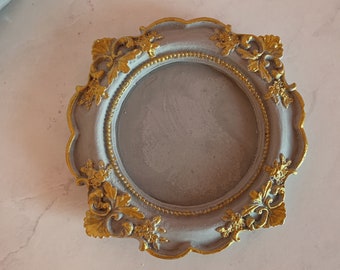 Antique Style Plaster Coaster, Gold Accent Tray