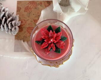 Poinsettia Soy candle / Winter candle/ Christmas Candle/ Jar candle/ Soy candle