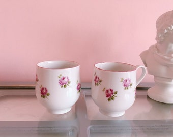 Handmade Porcelain Rose Mug, Small Coffee Cup, Floral Design