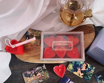 Heart Shaped Votive candle + 6 tealights set