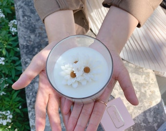 Chrysanthemum Flower Soy Candle, 9oz