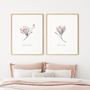 MAGNOLIA PRINT -  set of two prints, watercolor magnolia painting, magnolia flower, digital download