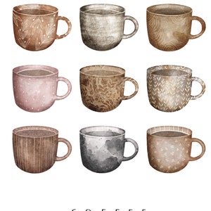 COFFEE MUGS PRINT - Printable Wall Art, Kitchen Decor, Coffee Lover ...