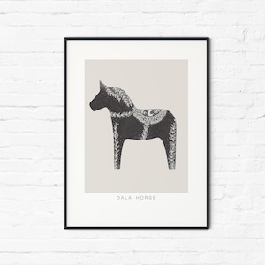 Dala Horse Print: Swedish Folk Art, Scandinavian Christmas (Digital Download)