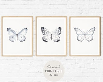 Set aquarel vlinders – muurkunst drieluik (digitale download)