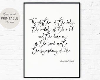 Yoga Inspirational Quote Print, Minimalist Wall Art (Digital Download)