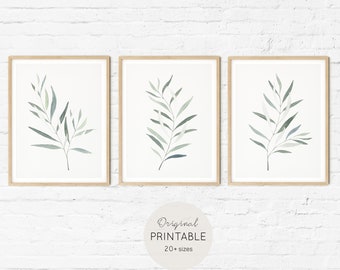 Olijftak aquarel kunstprints, keuken wanddecoratie (digitale download)