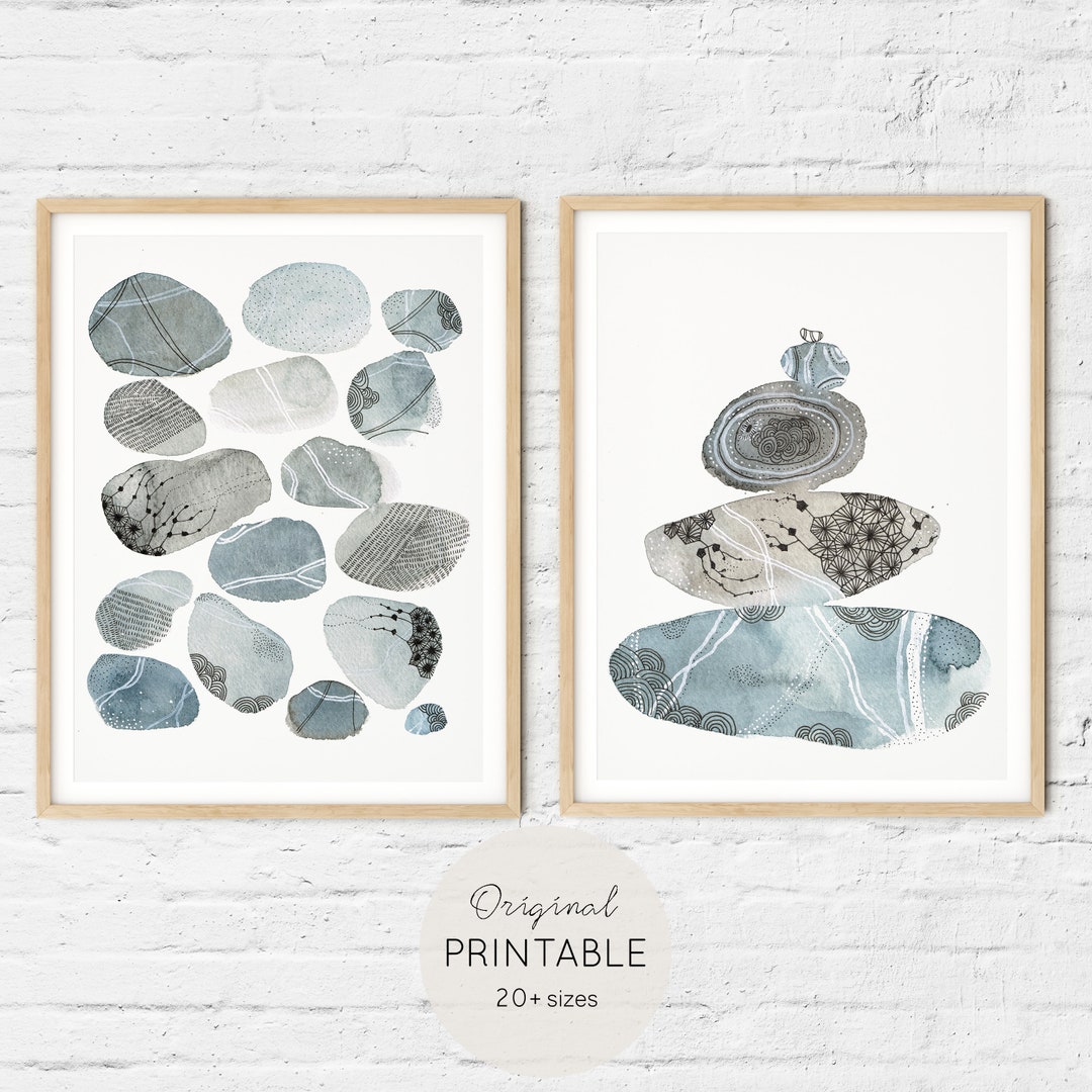 ZEN STONE PRINT - Setof 2 Yoga Poster, Trendy Above Bed Decor ...