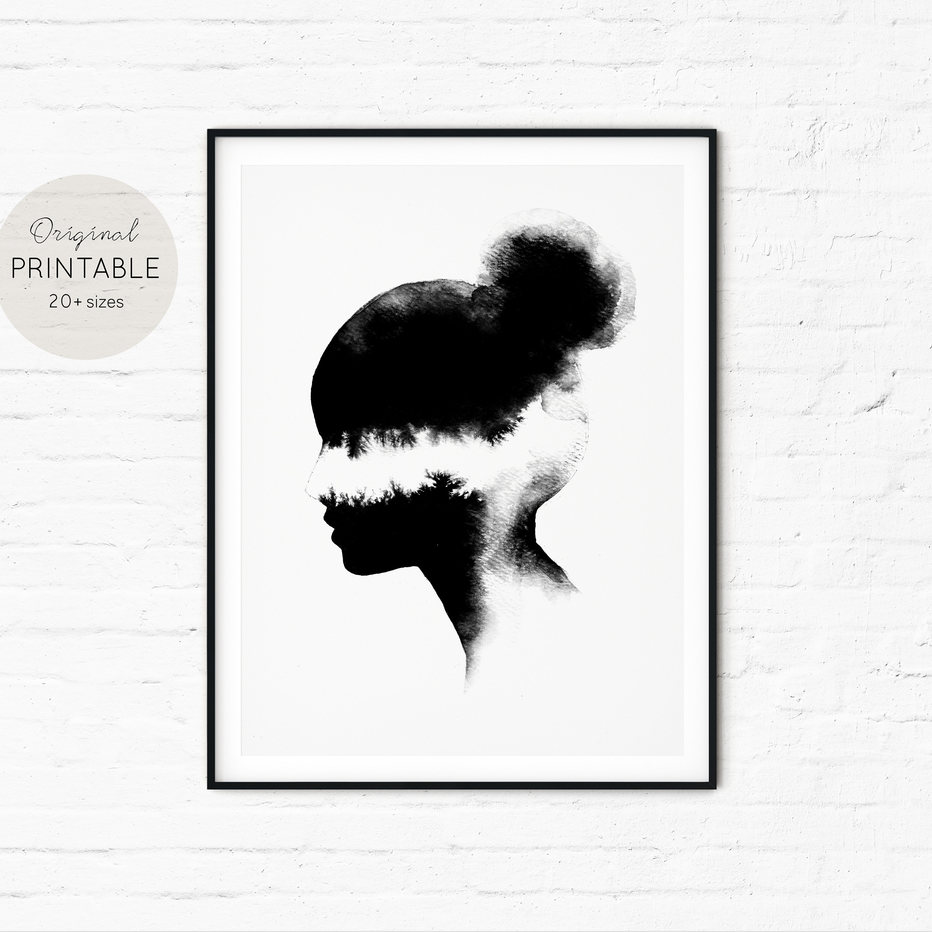FEMININE WALL PRINT Watercolor Printable Art Black Woman | Etsy UK