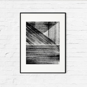 Black White Abstract Printable Wall Art -  Brush Strokes Print, Modern Ink Painting, Minimalist Poster, Digital Download