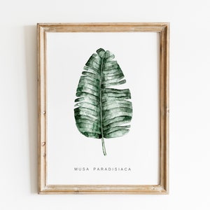 BANANA LEAF DIGITAL download - printable wall art, watercolor tropical print, trendy greenery wall decor