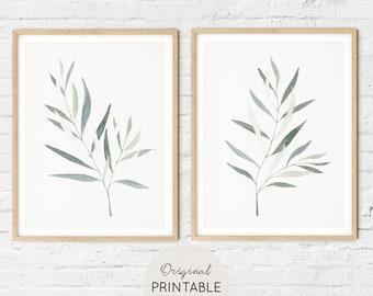 Olivenzweig Print Set, Aquarell Botanische Wandkunst (Digitaler Download)