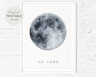Watercolor Moon Phase Print – Celestial Boho Wall Art (Digital Download)