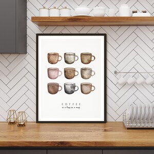 COFFEE MUGS PRINT - Printable Wall Art, Kitchen Decor, Coffee Lover ...