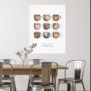 COFFEE MUGS PRINT - Printable Wall Art, Kitchen Decor, Coffee Lover ...