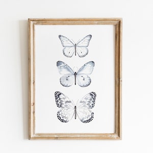 Butterfly print wall art, instant DIGITAL DOWNLOAD, watercolor painting, blue butterfly, printable nursery wall decor
