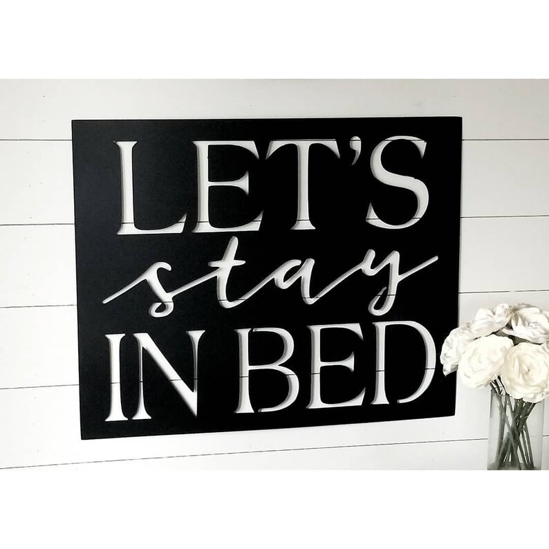 Let's stay in bed metal sign Etsy