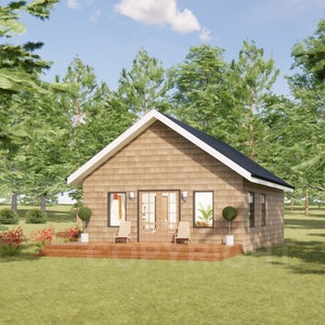 24' x 28' Smokies  Cabin / Architectural Drawings/ Modern Cottage Blueprint Construction Pricing Plans