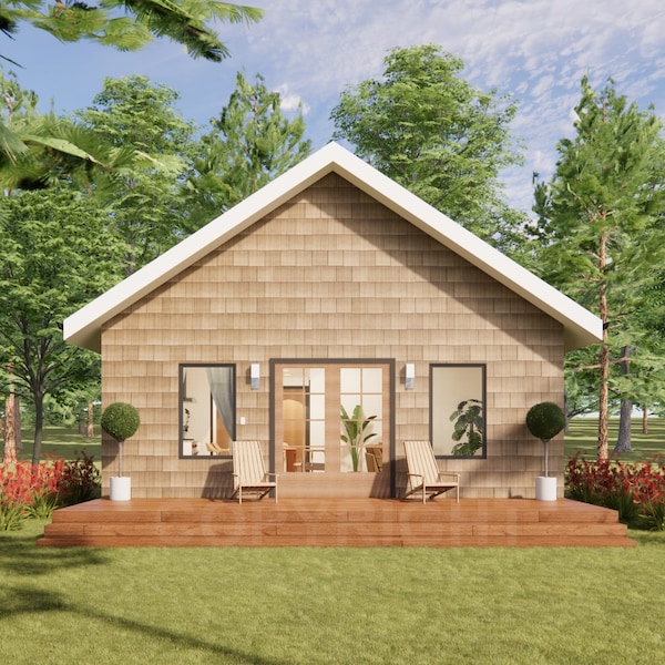 24' x 28' Smokies  Cabin / Architectural Drawings/ Modern Cottage Blueprint Construction Pricing Plans