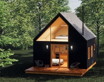 Modern ADU 20' x 19' Yosemite Cabin / Guest / Tiny House Plans and Blueprints