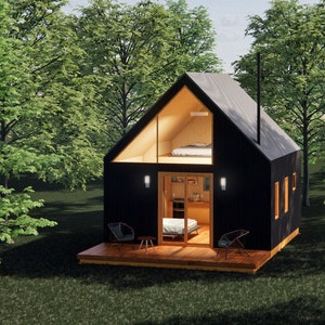 Modern ADU 20' x 19' Yosemite Cabin / Guest / Tiny House Plans and Blueprints