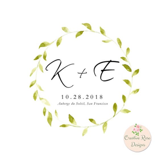Wedding Logo Wedding Monogram Personalized Logo Wreath Etsy